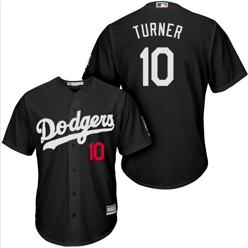 Men Los Angeles Dodgers 10 Turner black game MLB Jersey